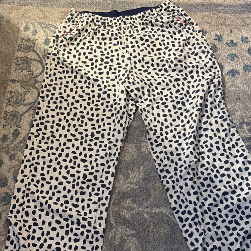 Aerie Cotton Animal Print Pajama Pants m White Black Contrast Piping